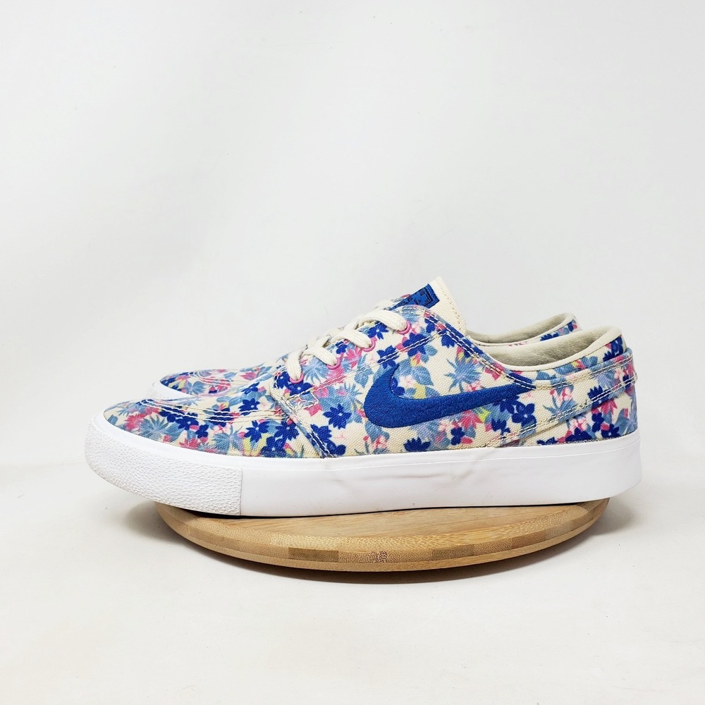 Nike SB Stefan Janoski Shoes Mens 9 Floral Retro White Blue Low Skate Sneakers